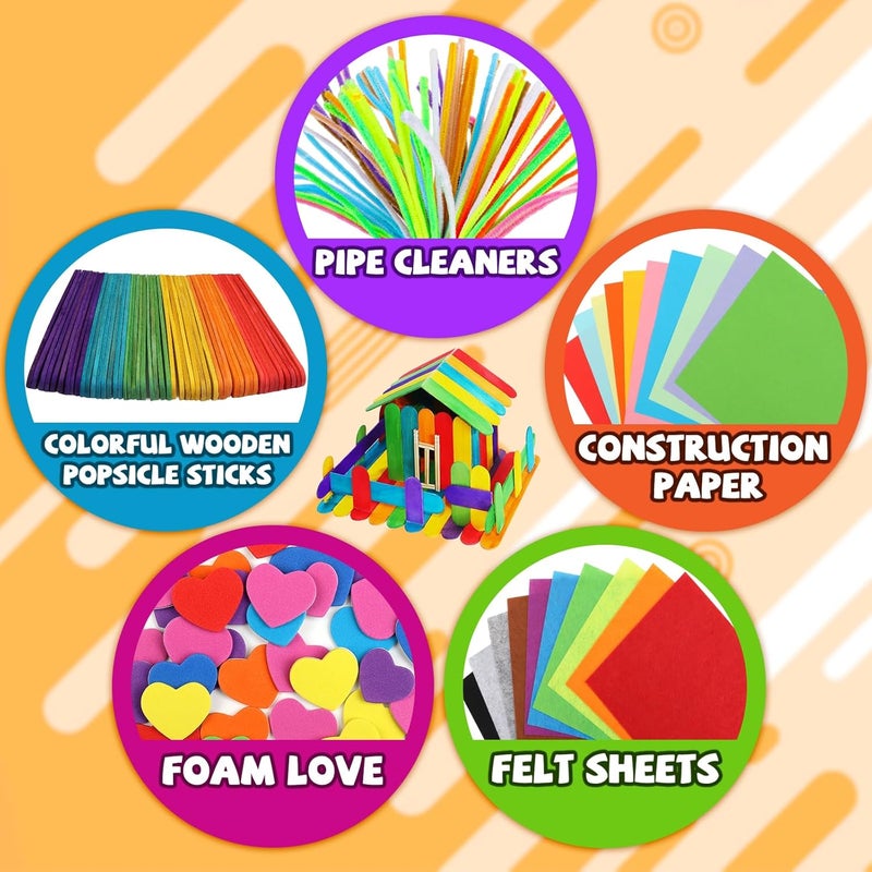 DOITEM Pipe Cleaners Craft Supplies, Arts and Crafts Supplies Including Pipe Cleaner Wiggle Googly Eyes Pom Poms Feathers Sticks Sequins for Kids Over 8 Years Old - Image 2